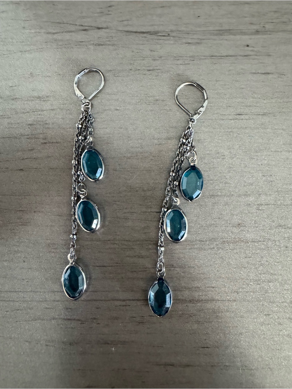 Express Teal Blue Crystal Drop Earrings